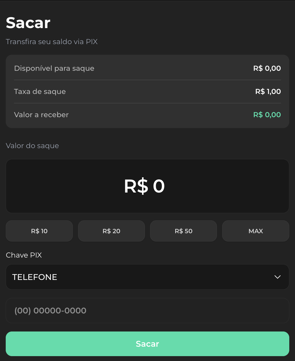 Como fazer saque no Sua Previsão